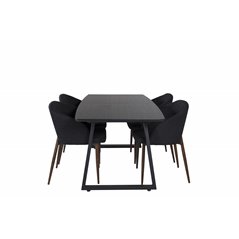 Inca Extentiontable - Black top / black Legs, Arch Dining Chair - Walnut Legs - Black Fabric_4