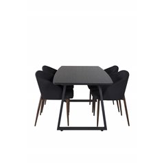 Inca Extentiontable - Black top / black Legs, Arch Dining Chair - Walnut Legs - Black Fabric_4