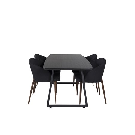 Inca forlængerbord - Sort top / sorte ben, Arch Dining Chair - Valnøddeben - Sort stof_4