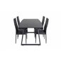 Inca Extentiontable - Black top / black Legs, Slim High Back Dining Chair - Black Legs - Black PU_4