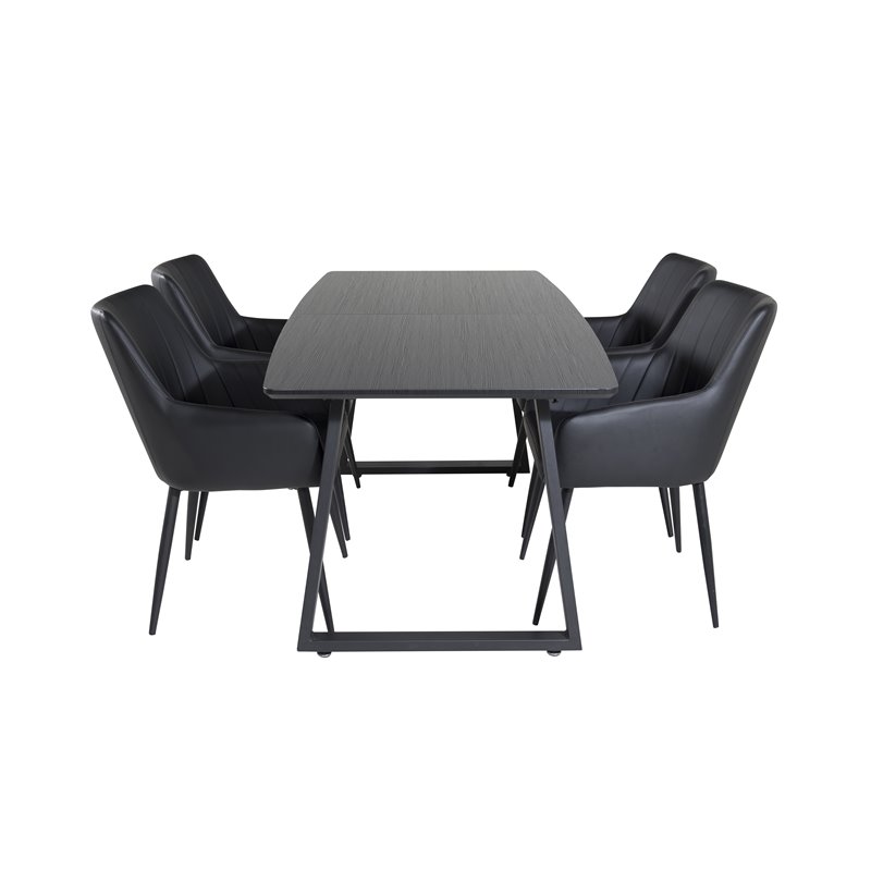 Inca Extentiontable - Black top / black Legs, Comfort Dining Chair - Black / Black_4