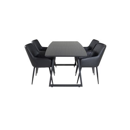 Inca Extentiontable - Black top / black Legs, Comfort Dining Chair - Black / Black_4