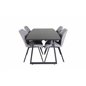 Inca Extentiontable - Black top / black Legs, Gemma  Dining Chair - Black Legs - Grey Fabric_4