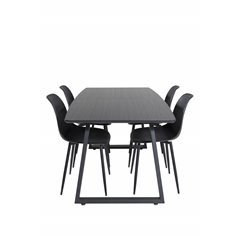 Inca Extentiontable - Black top / black Legs, Polar Plastic Dining Chair - Black Legs / Black Plastic_4