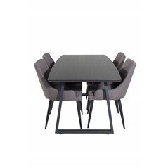 Inca Extentiontable - Black top / black Legs, Plaza Dining Chair - Dark Grey / Black_4