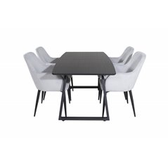 Inca Extentiontable - Black top / black Legs, Comfort Dining Chair - Grey / Black _4