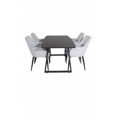 Inca Extentiontable - Black top / black Legs, Comfort Dining Chair - Grey / Black _4