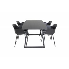 Inca Extentiontable - Black top / black Legs, Comfort Plastic Dining Chair - Black Legs -Black Plastic_4