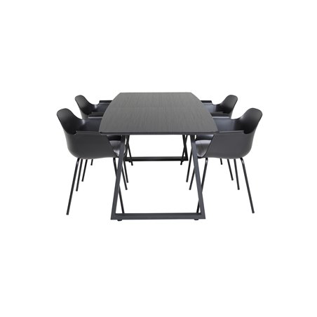 Inca Extentiontable - Black top / black Legs, Comfort Plastic Dining Chair - Black Legs -Black Plastic_4