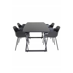 Inca Extentiontable - Black top / black Legs, Comfort Plastic Dining Chair - Black Legs -Black Plastic_4