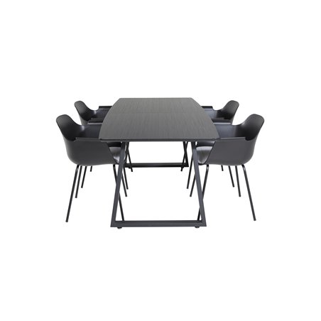 Inca Extentiontable - Black top / black Legs, Comfort Plastic Dining Chair - Black Legs -Black Plastic_4