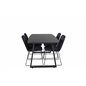 Inca Extentiontable - Black top / black Legs, Muce  Dining Chair - Black Legs - Black Fabric_4