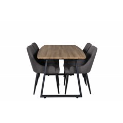 Inca Dining Table - 160/200*85*H75 - Oak / Black, Plaza Dining Chair - Dark Grey / Black_4