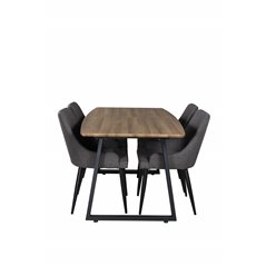 Inca Dining Table - 160/200*85*H75 - Oak / Black, Plaza Dining Chair - Dark Grey / Black_4