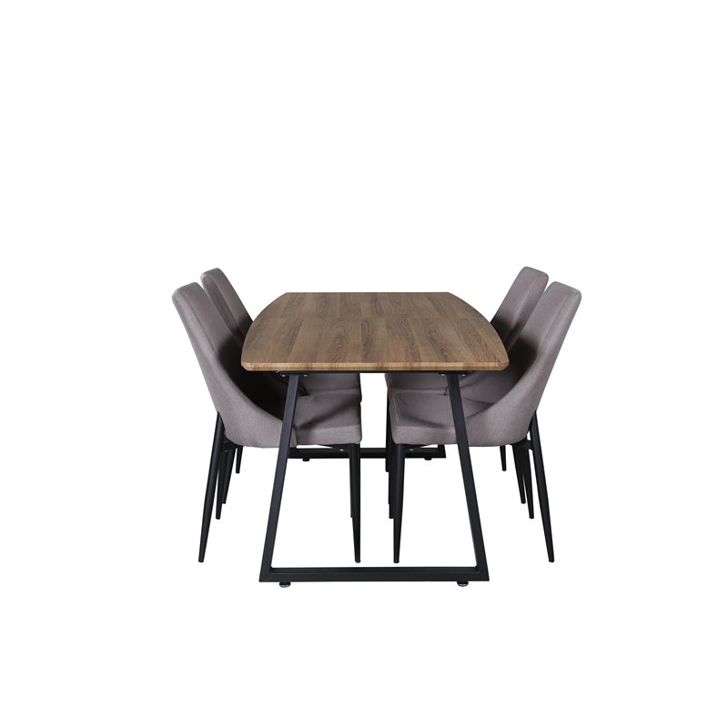 Inca Dining Table - 160/200*85*H75 - Oak / Black, Leone 2 Dining Chair - Grey / Black_4