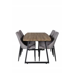 Inca Dining Table - 160/200*85*H75 - Oak / Black, Leone 2 Dining Chair - Grey / Black_4