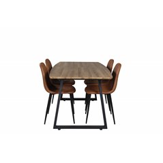 Inca Dining Table - 160/200*85*H75 - Oak / Black, Polar Dining Chair - Brown / Black _4