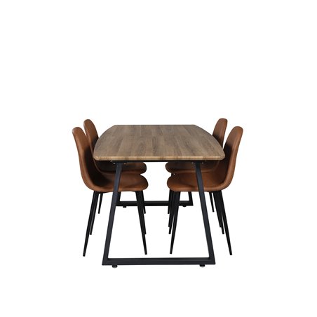 Inca Dining Table - 160/200*85*H75 - Oak / Black, Polar Dining Chair - Brown / Black _4