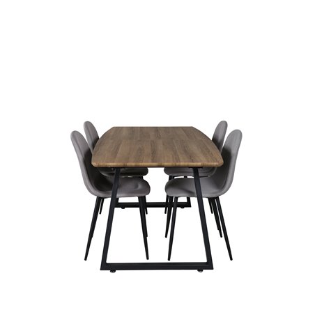 Inca Dining Table - 160/200*85*H75 - Oak / Black, Polar Dining Chair - Grey / Black_4