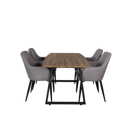 Inca Dining Table - 160/200*85*H75 - Oak / Black, Comfort Dining Chair - Grey / Black_4