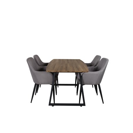 Inca Dining Table - 160/200*85*H75 - Oak / Black, Comfort Dining Chair - Grey / Black_4