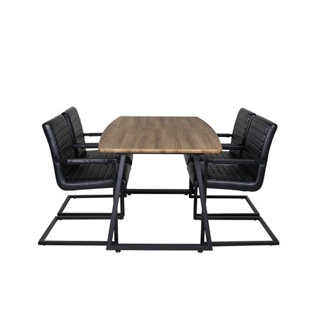 Inca Dining Table - 160/200*85*H75 - Oak / Black, Art Armchair - Black / Black_4