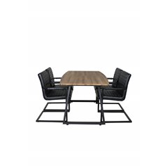 Inca Dining Table - 160/200*85*H75 - Oak / Black, Art Armchair - Black / Black_4