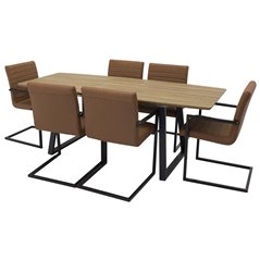 Inca Dining Table - 160/200*85*H75 - Oak / Black, Art Armchair - Brown / Black_4