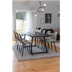 Inca Extentiontable - Black top / black Legs, Polar Plastic Dining Chair - Black Legs / Grey Plastic_6