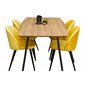 Inca Dining Table - 160/200*85*H75 - Oak / Black, Velvet Dining Chair - Yellow / Black_6