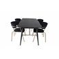 Gold Extention table - 180/220*85*H76 Black Veneer - Black legs - Brass details, Arrow armchair - Brass Legs - Black Velvet_4