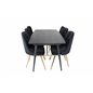 Gold Extention table - 180/220*85*H76 Black Veneer - Black legs - Brass details, Velvet Deluxe Dining Chair - Black / Brass_6