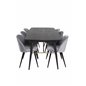 Gold Extention table - 180/220*85*H76 Black Veneer - Black legs - Brass details, Velvet Dining Chair - Light Grey / Black_6