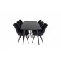 Gold Extention table - 180/220*85*H76 Black Veneer - Black legs - Brass details, Velvet Deluxe Dining Chair - Black / Black_6