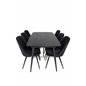 Gold Extention table - 180/220*85*H76 Black Veneer - Black legs - Brass details, Velvet Deluxe Dining Chair - Black / Black_6