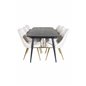 Gold Extention table - 180/220*85*H76 Black Veneer - Black legs - Brass details, Velvet Deluxe Dining Chair - Beige / Brass_6