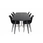 Gold Extention table - 180/220*85*H76 Black Veneer - Black legs - Brass details, Polar Plastic Dining Chair - Black Legs / Black