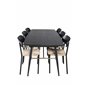 Gold Extention table - 180/220*85*H76 Black Veneer - Black legs - Brass details, Polly Dining Chair - Nature / Black_6