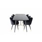 Gold Extention table - 180/220*85*H76 Black Veneer - Black legs - Brass details, Velvet Dining Chair Brass - Black / Black_6