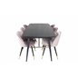 Gold Extention table - 180/220*85*H76 Black Veneer - Black legs - Brass details, Velvet Dining Chair Brass - Pink / Black_6