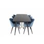 Gold Extention table - 180/220*85*H76 Black Veneer - Black legs - Brass details, Velvet Dining Chair - Blue / Black_6