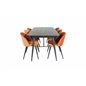 Gold Extention table - 180/220*85*H76 Black Veneer - Black legs - Brass details, Velvet Dining Chair - Orange / Black_6