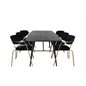 Gold Extention table - 180/220*85*H76 Black Veneer - Black legs - Brass details, Arrow armchair - Brass Legs - Black Velvet_6