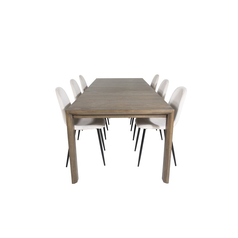 Slider Extention Table - Smoked Oak - 170, 40, 40cm , Polar Dining Chair- Black legs / Beige Velvet (ersätter 19902-880)_6