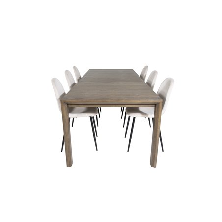 Slider Extention Table - Smoked Oak - 170, 40, 40cm , Polar Dining Chair- Black legs / Beige Velvet (ersätter 19902-880)_6