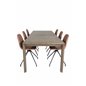 Slider Extention Table - Smoked Oak - 170, 40, 40cm , Polar Dining Chair with Spin function - black Legs - Brown PU - White Stit