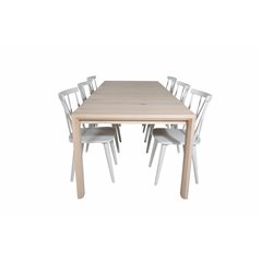 Slider Extention Table - White Wash - 170, 40, 40cm , Mariannelund Windsor Chair - Grey_6