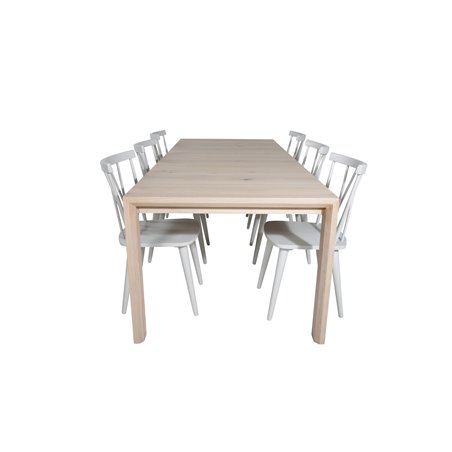 Slider Extention Table - White Wash - 170, 40, 40cm , Mariannelund Windsor Chair - Grey_6