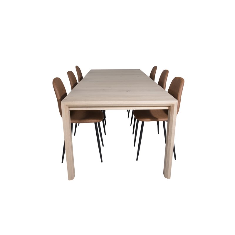 Slider Extention Table - White Wash - 170, 40, 40cm , Polar Dining Chair - Brown / Black _6