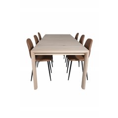 Slider Extention Table - White Wash - 170, 40, 40cm , Polar Dining Chair - Brown / Black _6